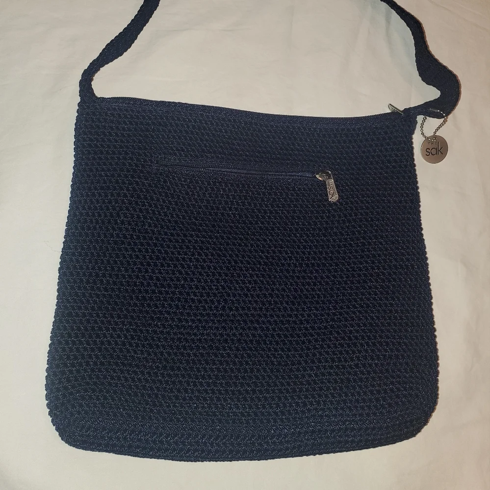 The Sak crochet Navy blue shoulder bag purse - Picture 2 of 7